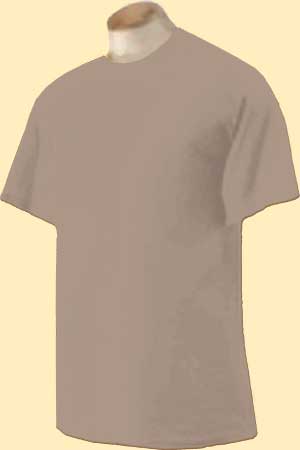 Anvil Knitwear T-Shirt, pre shrunk, garment dyed taupe color.